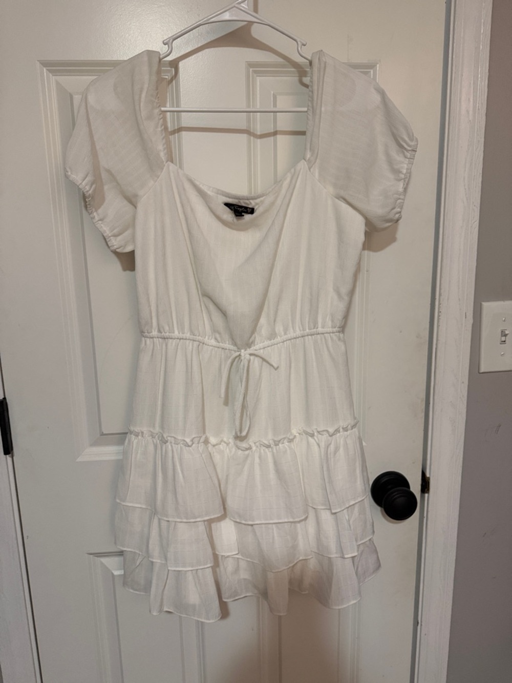 City Triangle Women’s Short Sleeve Fit + Flare Dress Sz M White